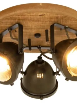 Aneta Lighting kattospotti Alaska 3-os. antiikkipuu/raudanharmaa> Clearance