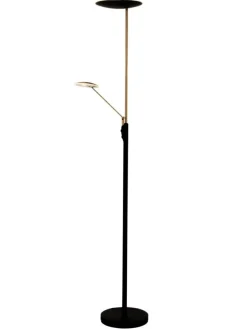 Sisustusvalaisimet|Aneta Lighting lattiavalaisin Cadiz upplight musta/mattamessinki LED