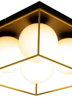 Aneta Lighting plafondi Astro 36 cm musta/kulta/opaalivalkoinen>