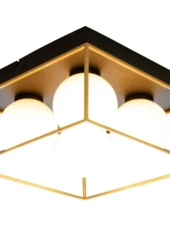 Sisustusvalaisimet|Aneta Lighting plafondi Astro 28 cm musta/kulta/opaalivalkoinen