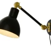 Sisustusvalaisimet|Aneta Lighting seinävalaisin Dublin musta / matta messinki