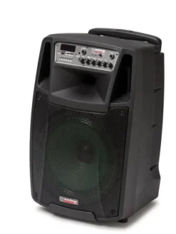 AudioDesignPRO Äänentoisto|kannettava akkukäyttöinen 12" aktiivikaiutin & 2 mikrofonia