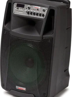 AudioDesignPRO Äänentoisto|kannettava akkukäyttöinen 12" aktiivikaiutin & 2 mikrofonia