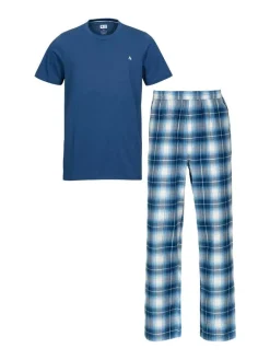 Black Horse Yöasut|flanellipyjama N046 Navy - white check