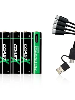 Coast Paristot|Lamput Ja Valaisintarvikkeet|paristo AAA USB-C 1.5V 4 kpl sis. latauskaapelin