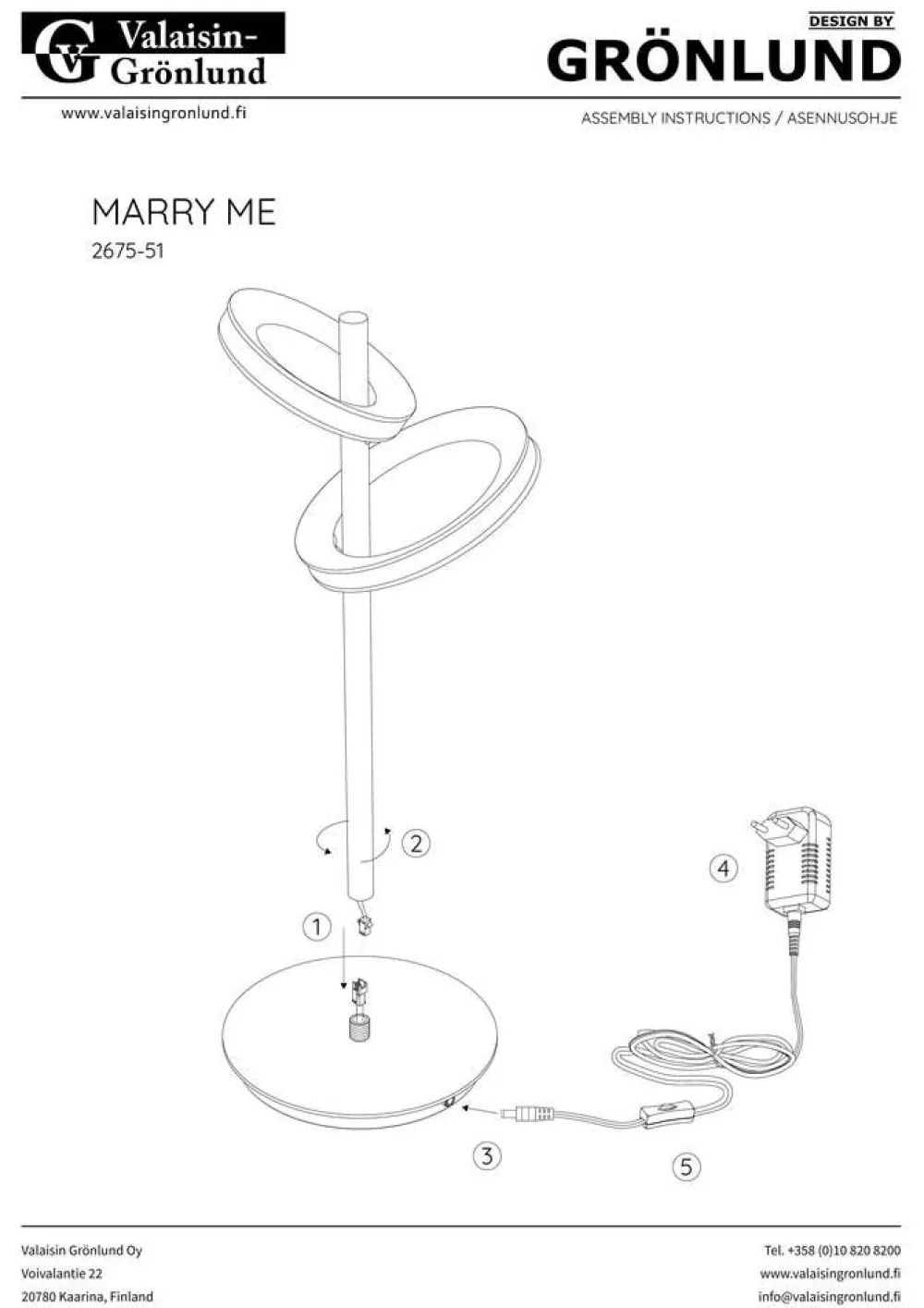 Design by Grönlund Marry Me pöytävalaisin 48 cm messinki>Design by Gru00f6nlund