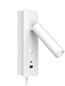 Design by Gru00f6nlund Sisustusvalaisimet|Design by Grönlund seinävalaisin Gent USB A+C valkoinen