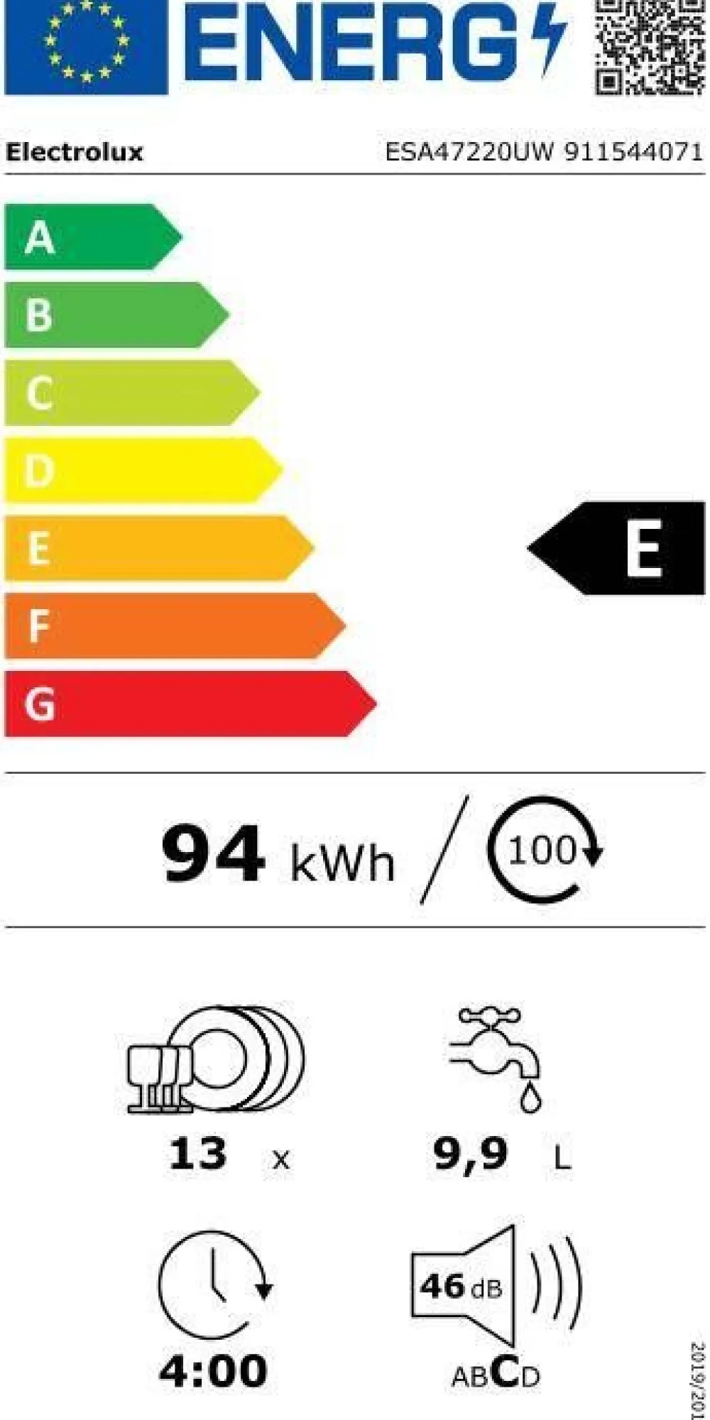 astianpesukone 60 cm ESA47220UW>Electrolux Outlet