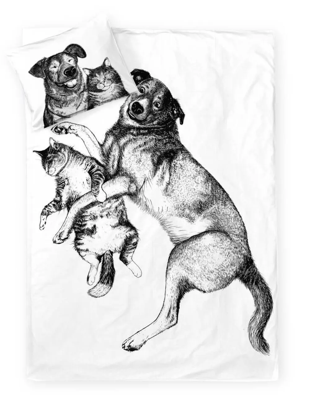 Finlayson Vuodetekstiilit|pussilakanasetti Selviytyjät 150x210+50x60 musta/valkoinen