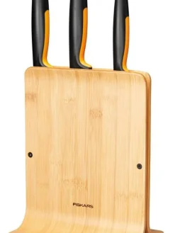 Fiskars Veitset Ja Leikkuulaudat|Functional Form veitsitukki bambu (sis. 3 veistä)