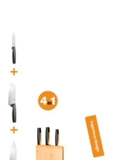 Fiskars Veitset Ja Leikkuulaudat|Functional Form veitsitukki bambu (sis. 3 veistä)