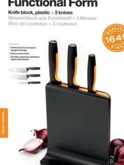 Fiskars Veitset Ja Leikkuulaudat|Functional Form veitsitukki muovi (sis. 3 veistä)