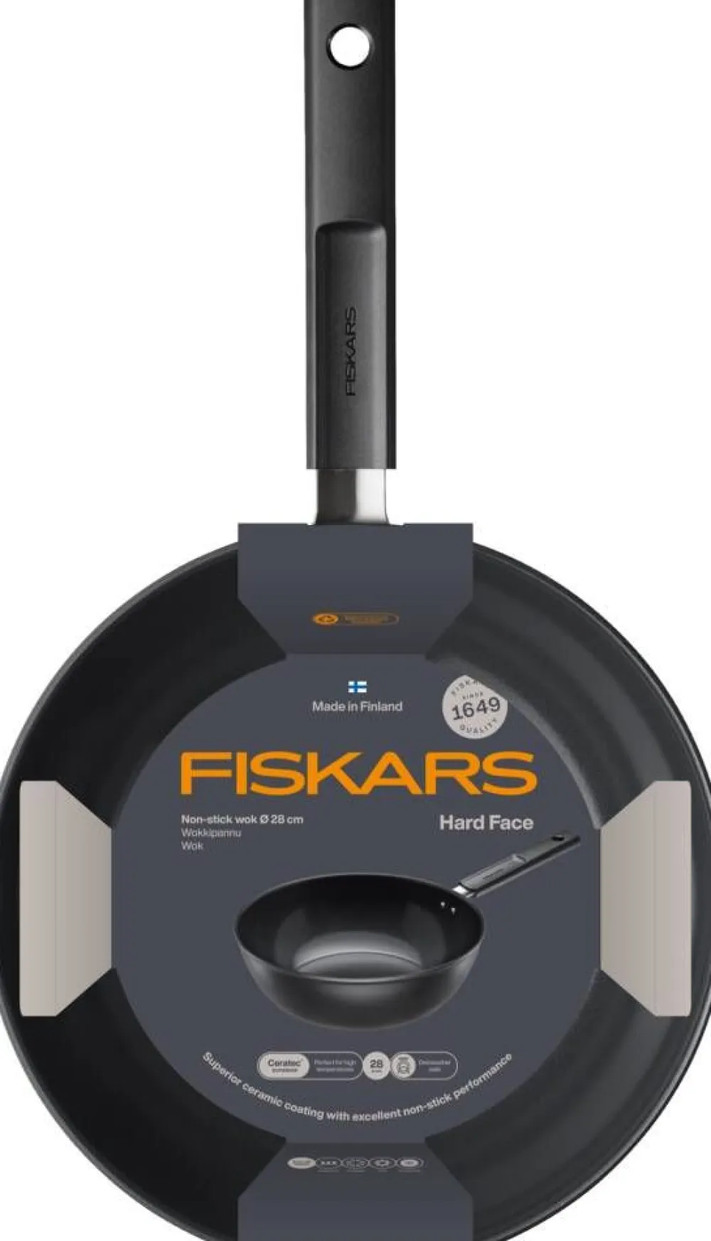 Fiskars Paistoastiat|Hard Face wokkipannu 28 cm / 4, 5 l