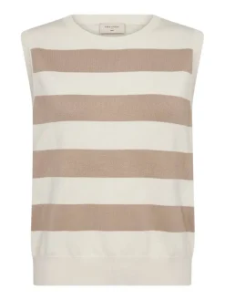 Freequent Liivit|Topit|neuletoppi FqPixie-top Star-Offwhite w. Simply Taupe