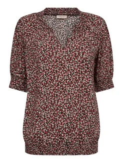 Freequent Puserot|pusero FqAdney-blouse Hot Coral w. Black