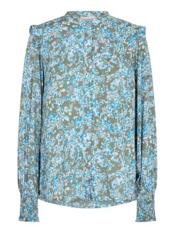 Freequent Puserot|pusero FqAdney-blouse Deep Lichen green w. chamberay blue