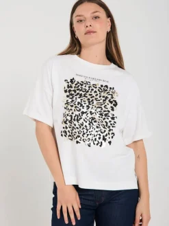 Freequent Trikoopaidat Ja Colleget|t-paita Fqcarol-tee Star Offwhite w. black