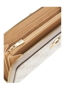 Guess Lompakot|lompakko Dko Zamira Slg Large Zip Around Dko Dark Taupe Logo