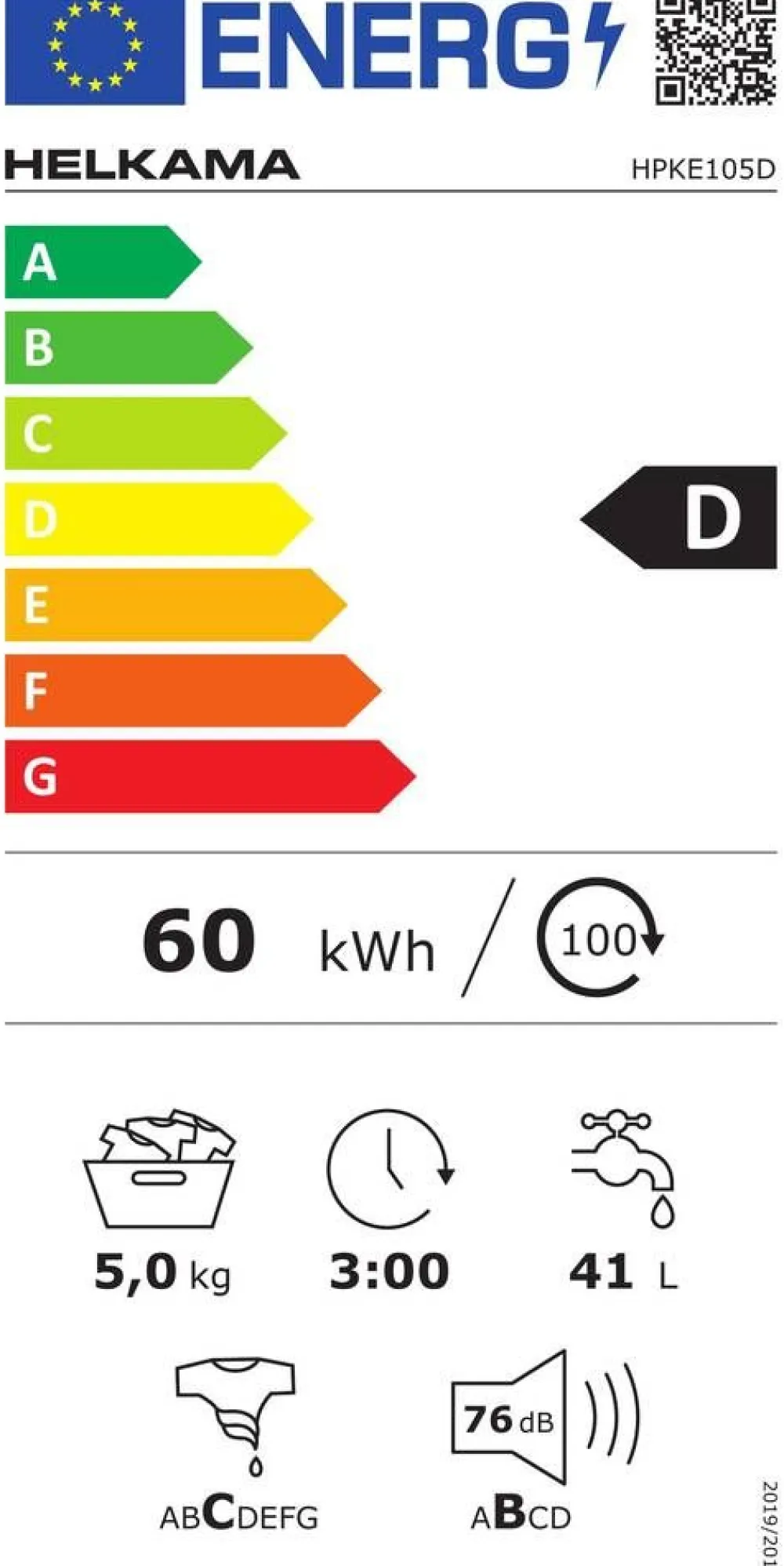 Helkama Pyykinpesu|pesukone HPKE105D 5 kg