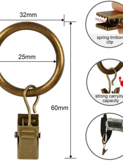 Ihanin Verhot Ja Verhotarvikkeet|verhorenkaat nipistimellä 25/32 mm antiikkimessinki