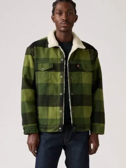 takki Relaxed Fit Plaid Trucker><noscript><img width=