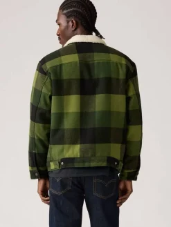 takki Relaxed Fit Plaid Trucker><noscript><img width=