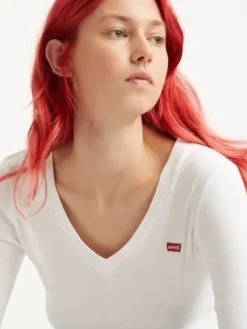 Levi's Trikoopaidat Ja Colleget|t-paita A4891-0001 LS VNeck Baby Tee 0001 white