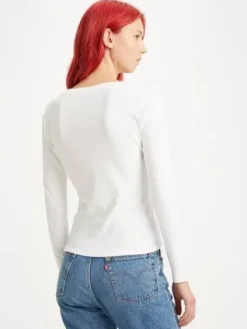Levi's Trikoopaidat Ja Colleget|t-paita A4891-0001 LS VNeck Baby Tee 0001 white