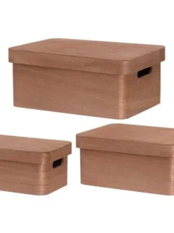 4Living Säilytyskorit Ja Laatikot|Ruoansäilytys Ja Järjestys|puulaatikko kannella 25x17x11 cm ruskea