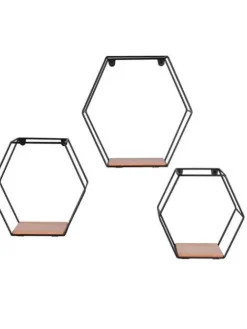 Mirrors and More Hyllyt Ja Telineet|Huonekalut|seinähylly Chiara musta/puu 3-pack