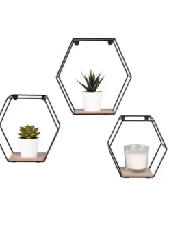 Mirrors and More Hyllyt Ja Telineet|Huonekalut|seinähylly Chiara musta/puu 3-pack