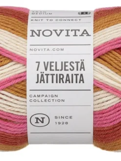 7 Veljestä Raita lanka Jättiraita 150g 8271 ilta-auri>Novita Online