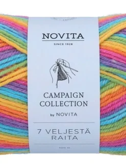 Novita Kankaat Ja Käsityötarvikkeet|7 Veljestä Raita lanka 100 g sateenkaari 980