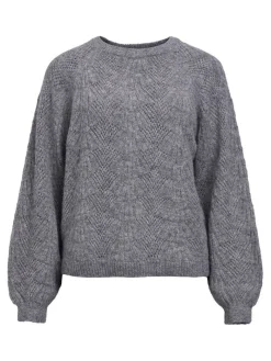 Object Neulepuserot|neule Objflora RE L/S Medium grey melange