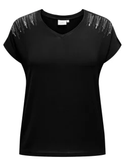 Only Carmakoma Puserot|pusero Carlouisa Capsleeve Black sleeve studs