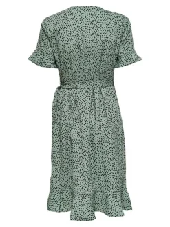 Only Vapaa-Ajan Mekot|mekko Onlolivia S/S Wrap Chinois green black spot