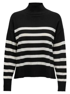 Only Neulepuserot|neule Onlbari L/S highneck Black cloud dancer