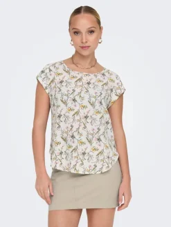 Only Puserot|pusero 15161116 Onlvic White stilky flower