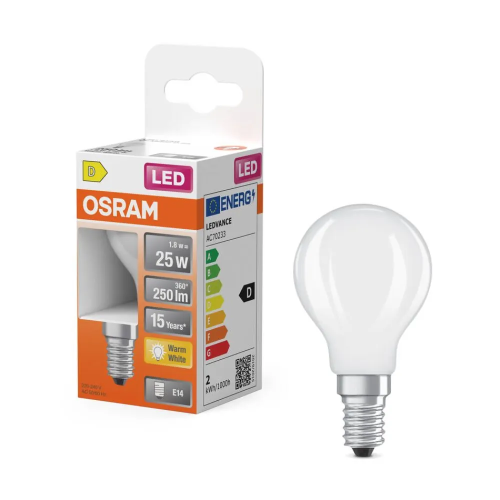 Osram Lamput Ja Valaisintarvikkeet|LED Star Classic P 25 Filament 1.8W 827 Frosted E14