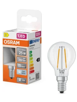 Osram Lamput Ja Valaisintarvikkeet|LED Star Classic P 25 Filament 1.8W 840 Clear E14