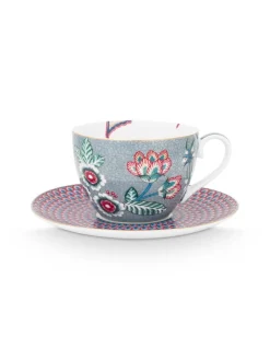 kuppi & aluslautanen Flower Festival 280 ml 2 kpl>Pip Studio Hot