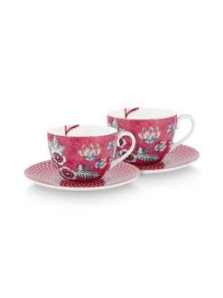 Pip Studio Astiat|kuppi & aluslautanen Flower Festival 280 ml 2 kpl