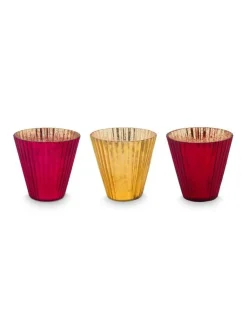 Pip Studio Lyhdyt Ja Kynttilänjalat|kynttilälyhty Glass 10x10,5 cm 3 kpl Red 3 kpl