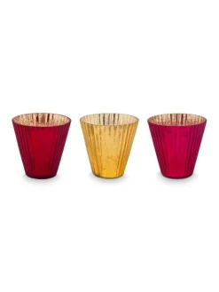Pip Studio Lyhdyt Ja Kynttilänjalat|kynttilälyhty Glass 10x10,5 cm 3 kpl Red 3 kpl