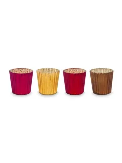 Pip Studio Lyhdyt Ja Kynttilänjalat|kynttilälyhty Glass Red Small 7x7cm 4 kpl