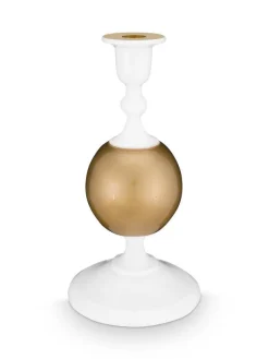 kynttilänjalka Metal Sphere 24 cm White-Gold>Pip Studio New