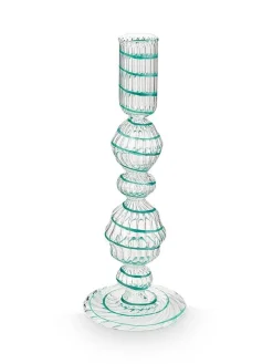 Pip Studio Lyhdyt Ja Kynttilänjalat|kynttilänjalka Swirl Light Blue M 22 cm