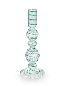 Pip Studio Lyhdyt Ja Kynttilänjalat|kynttilänjalka Swirl Light Blue M 22 cm