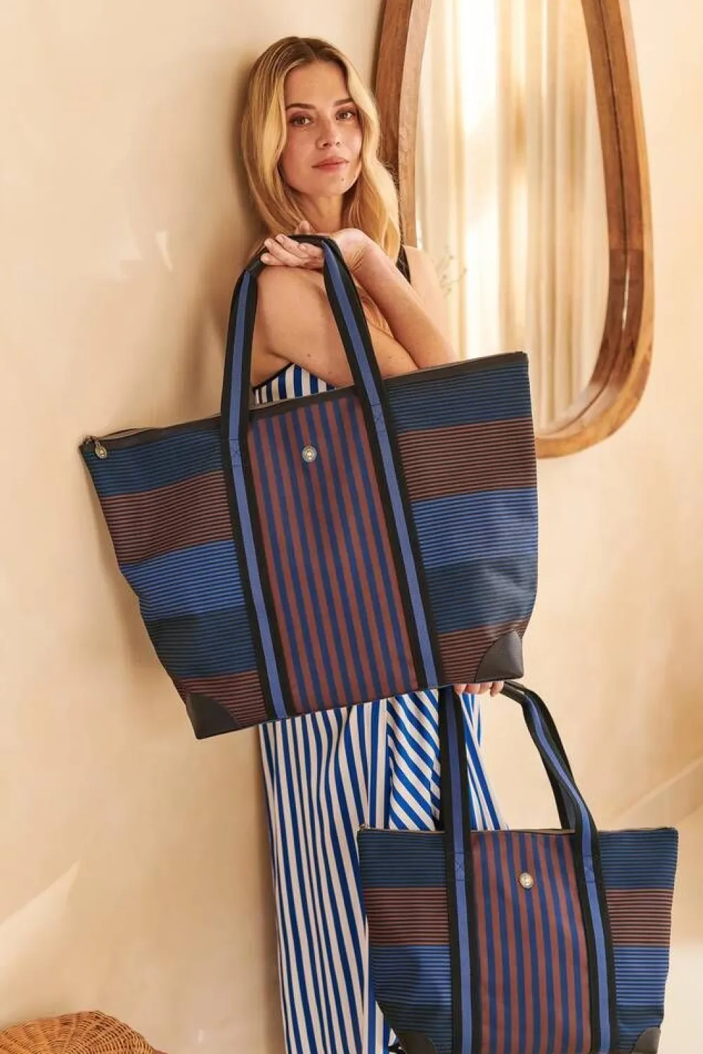 Pip Studio Laukut Ja Kassit|laukku Tilda Large Stripe Blue 66x20x44 cm