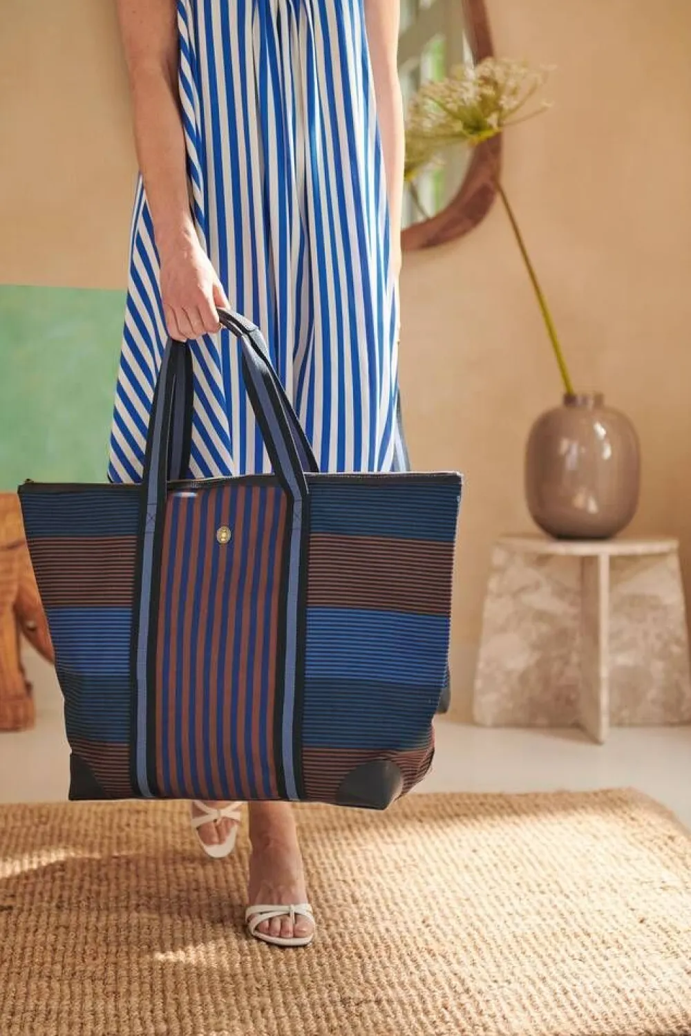 Pip Studio Laukut Ja Kassit|laukku Tilda Large Stripe Blue 66x20x44 cm